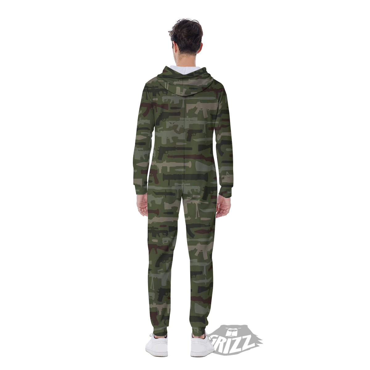 Military Gun Camo Print Men's Jumpsuit-grizzshop