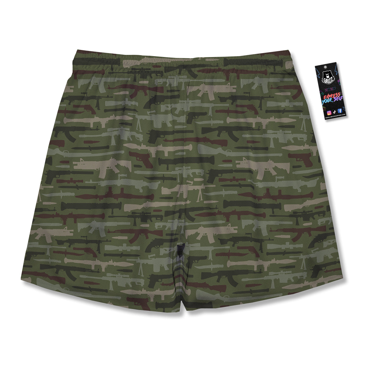 Military Gun Camo Print Men's Running Shorts-grizzshop