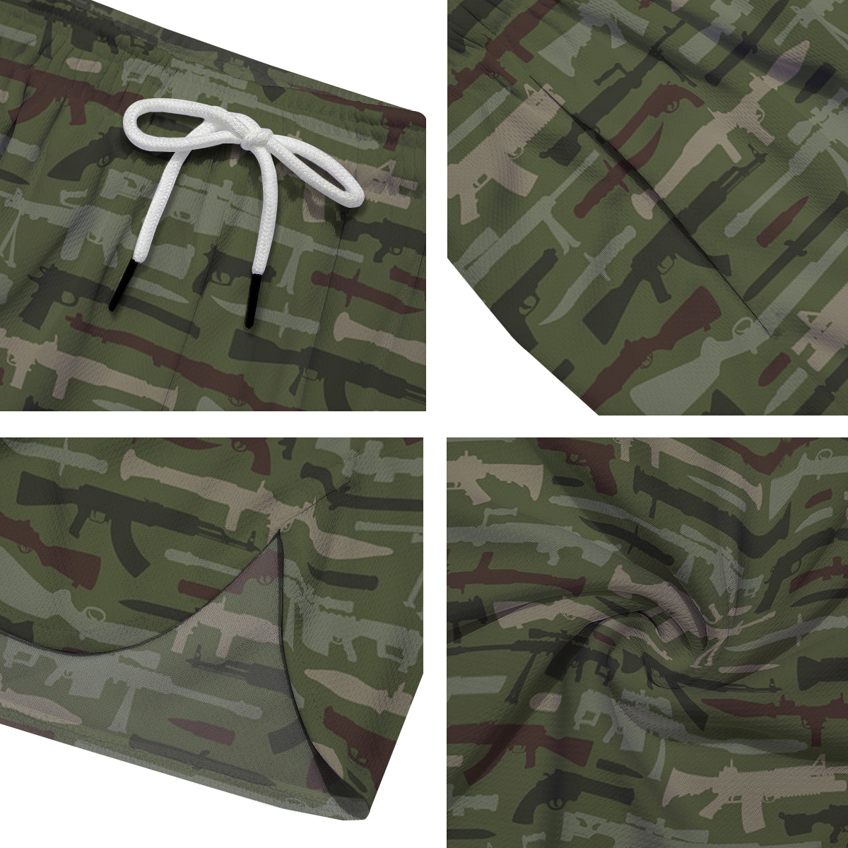 Military Gun Camo Print Men's Running Shorts-grizzshop