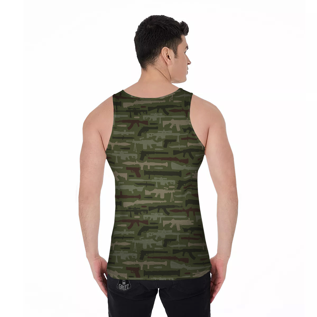 Military Gun Camo Print Men's Tank Top-grizzshop