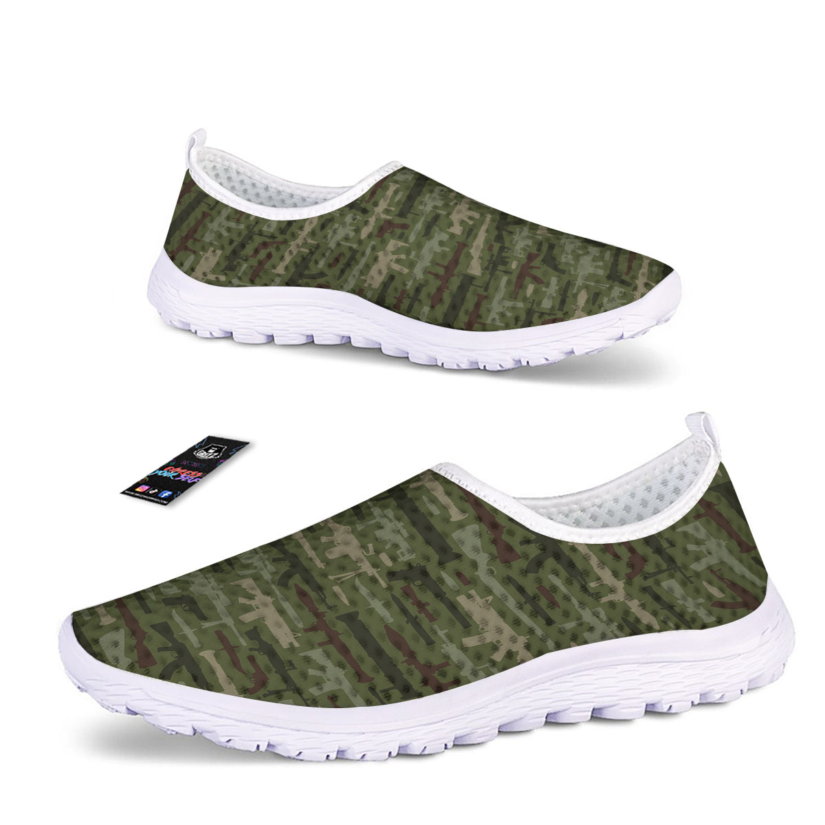 Military Gun Camo Print Nurse Shoes-grizzshop