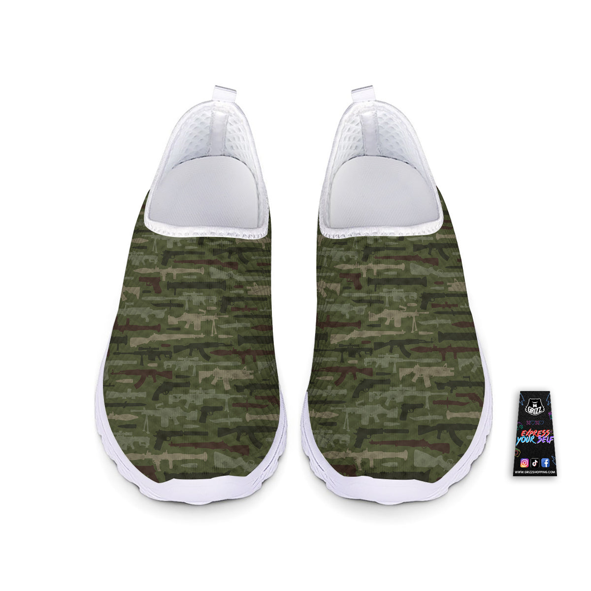 Military Gun Camo Print Nurse Shoes-grizzshop