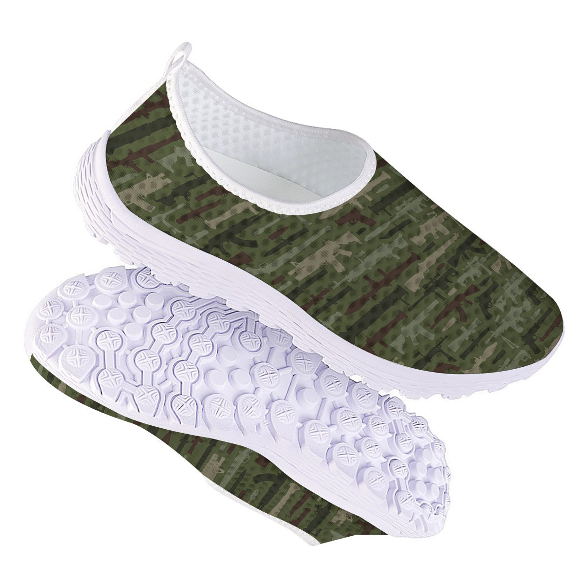 Military Gun Camo Print Nurse Shoes-grizzshop