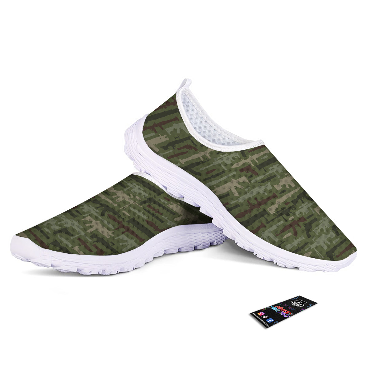 Military Gun Camo Print Nurse Shoes-grizzshop