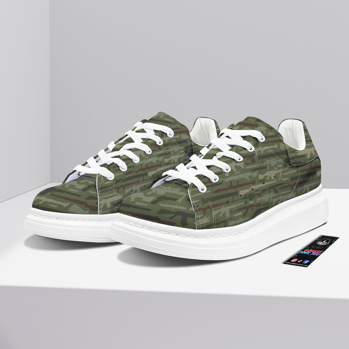 Military Gun Camo Print Platform Shoes-grizzshop