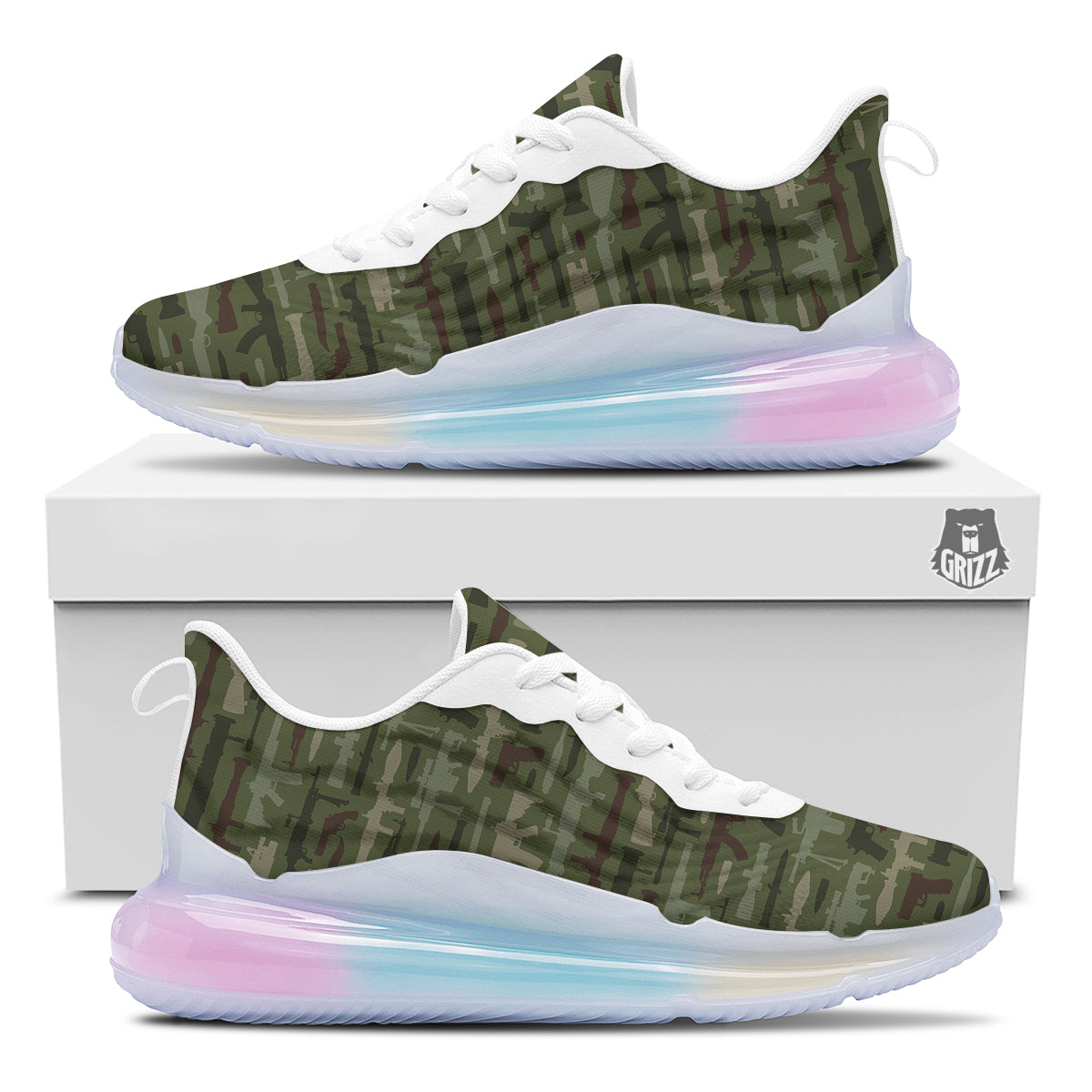 Military Gun Camo Print Running Sneakers-grizzshop