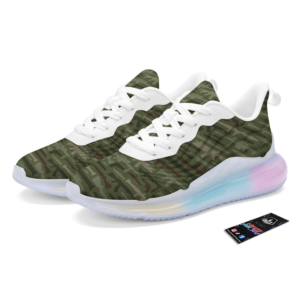 Military Gun Camo Print Running Sneakers-grizzshop