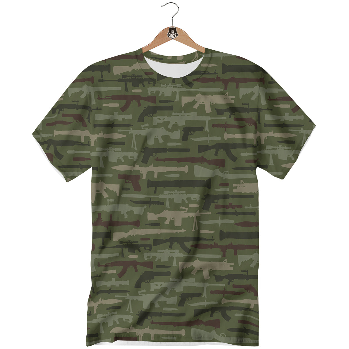 Military Gun Camo Print T-Shirt-grizzshop