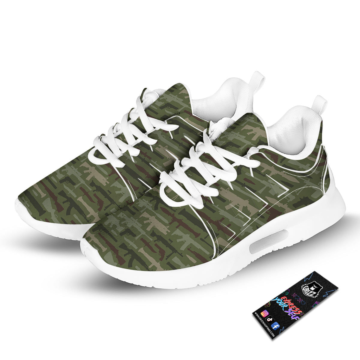 Military Gun Camo Print Tennis Shoes-grizzshop