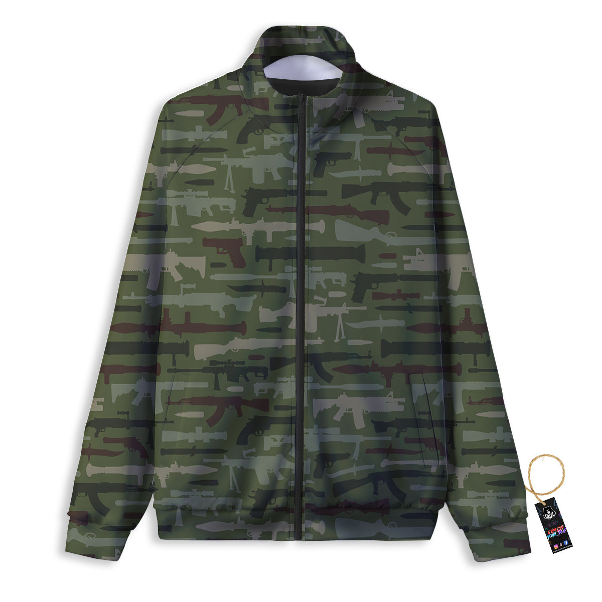 Military Gun Camo Print Track Jacket-grizzshop