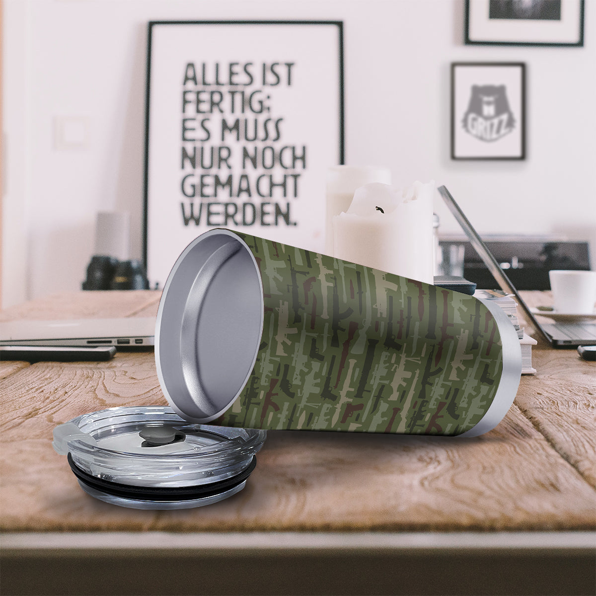 Military Gun Camo Print Tumbler-grizzshop