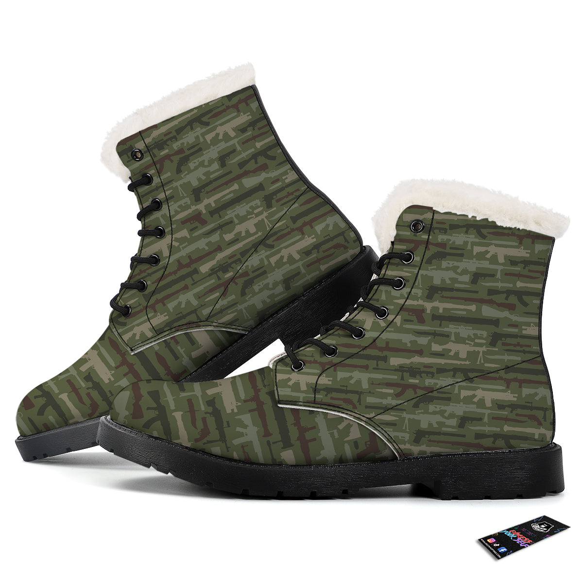 Military Gun Camo Print Winter Boots-grizzshop