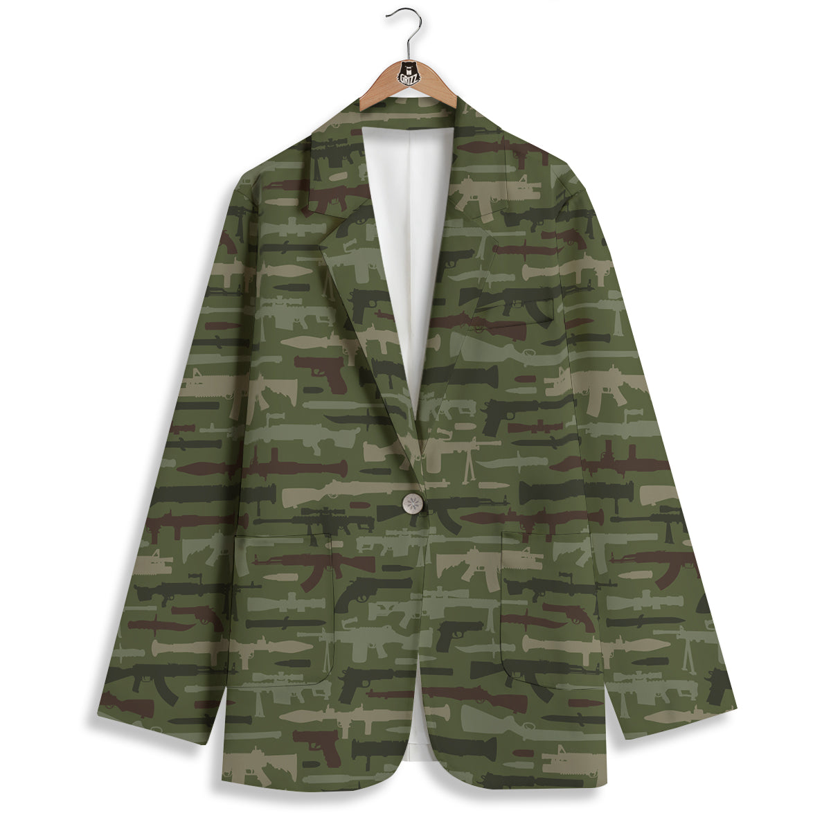 Military Gun Camo Print Women's Blazer-grizzshop