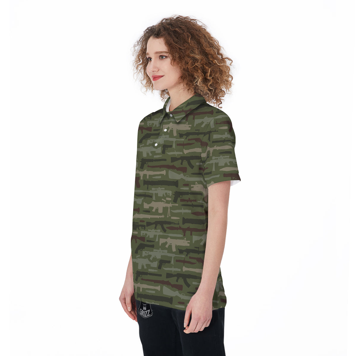 Military Gun Camo Print Women's Golf Shirts-grizzshop