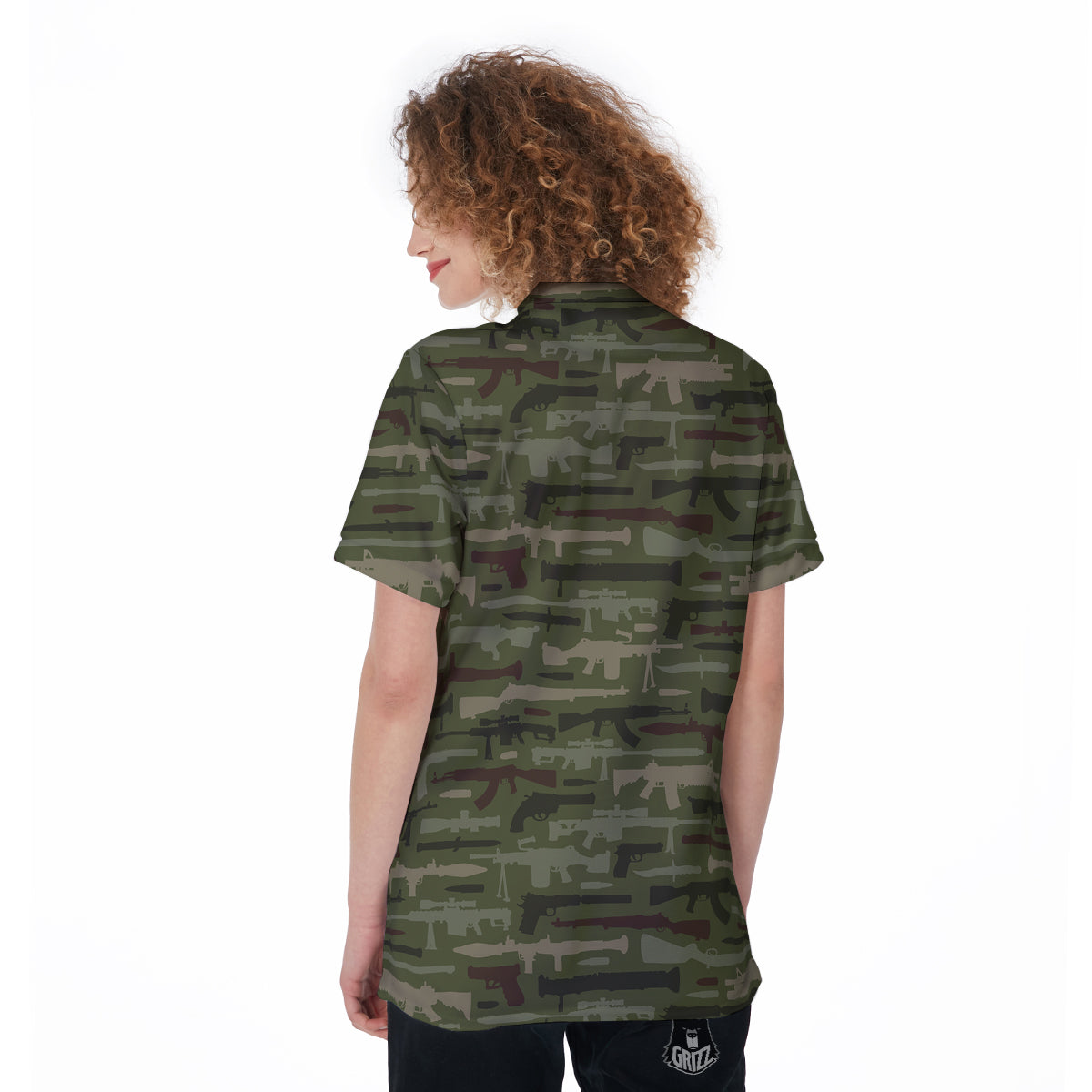 Military Gun Camo Print Women's Golf Shirts-grizzshop