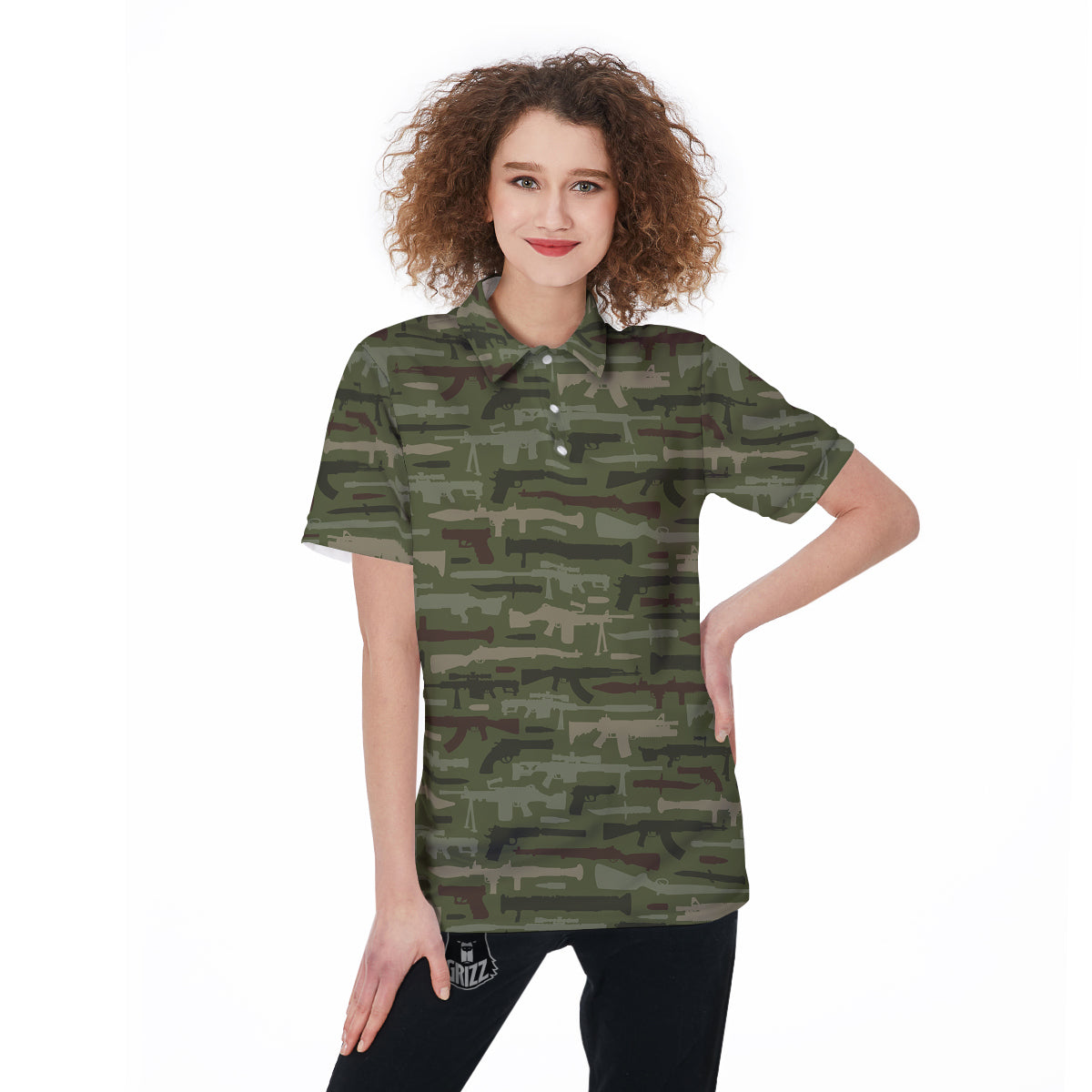 Military Gun Camo Print Women's Golf Shirts-grizzshop