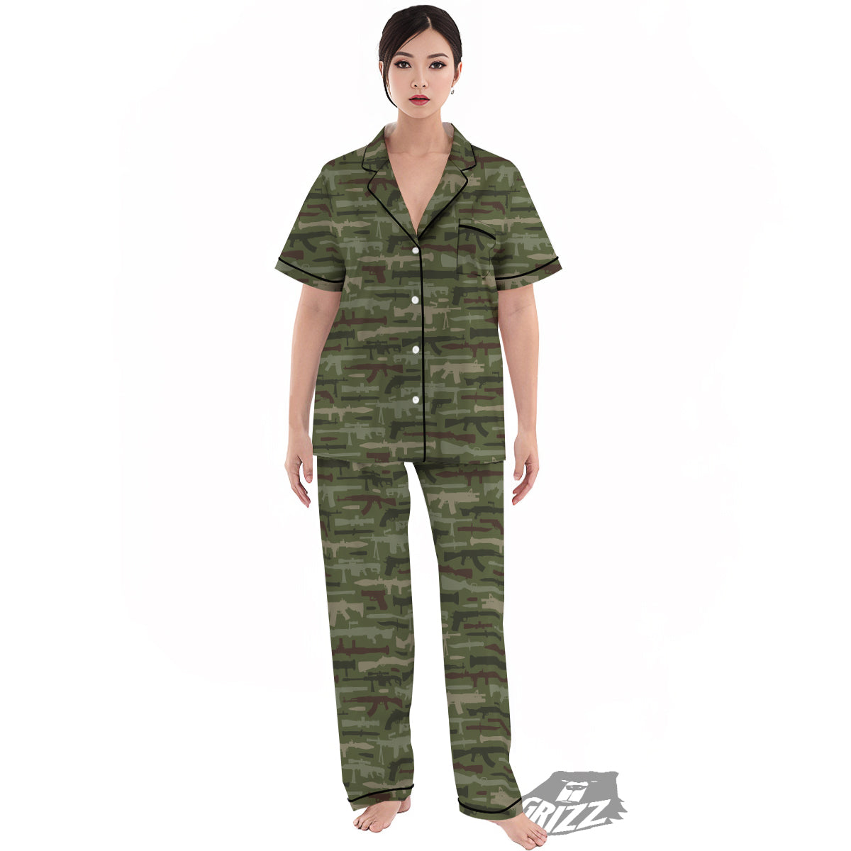 Military Gun Camo Print Women's Pajamas Set-grizzshop