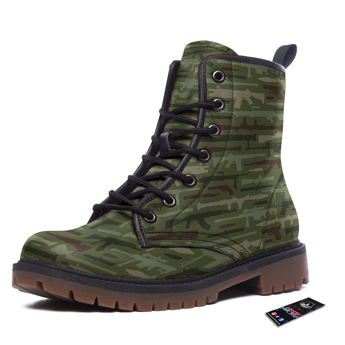 Military Gun Camo Print Work Boots-grizzshop