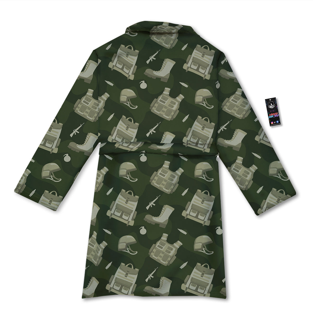 Military Helmet Backpack Print Pattern Bathrobe-grizzshop