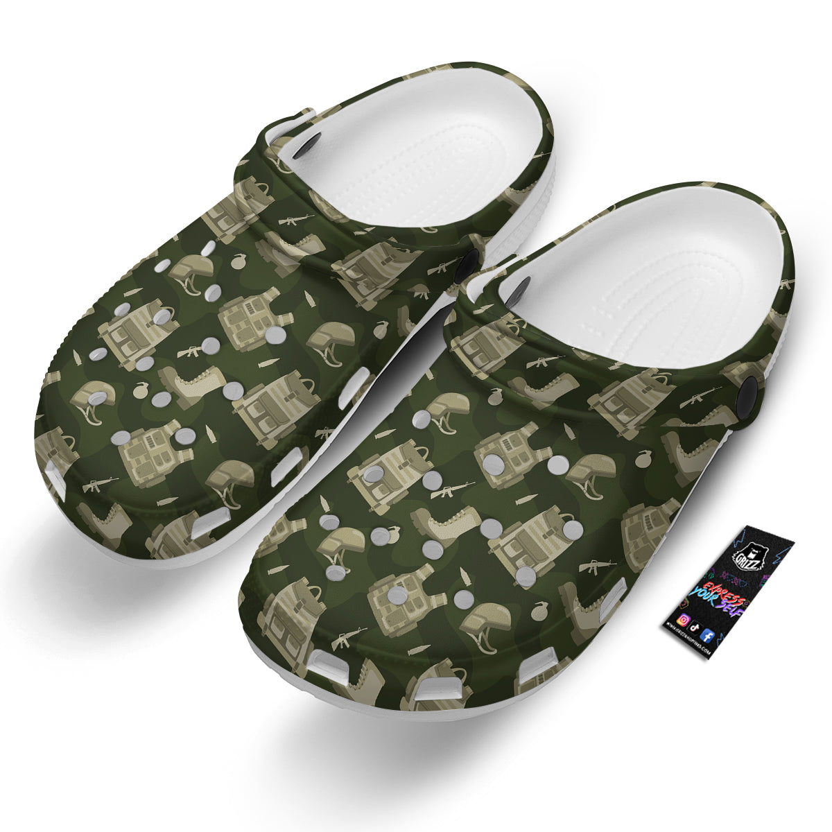 Military Helmet Backpack Print Pattern Clog-grizzshop