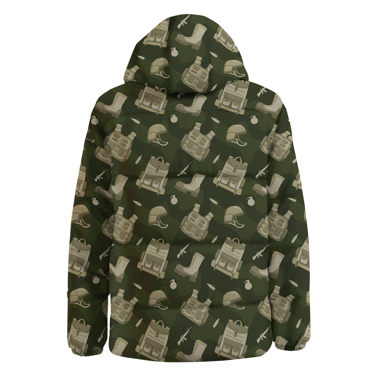 Military Helmet Backpack Print Pattern Down Jacket-grizzshop