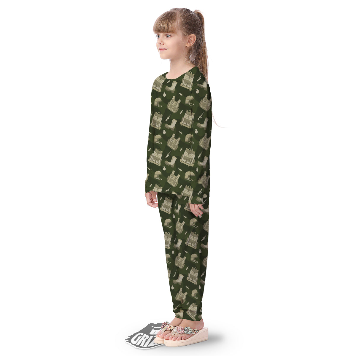 Military Helmet Backpack Print Pattern Kid's Pajamas-grizzshop