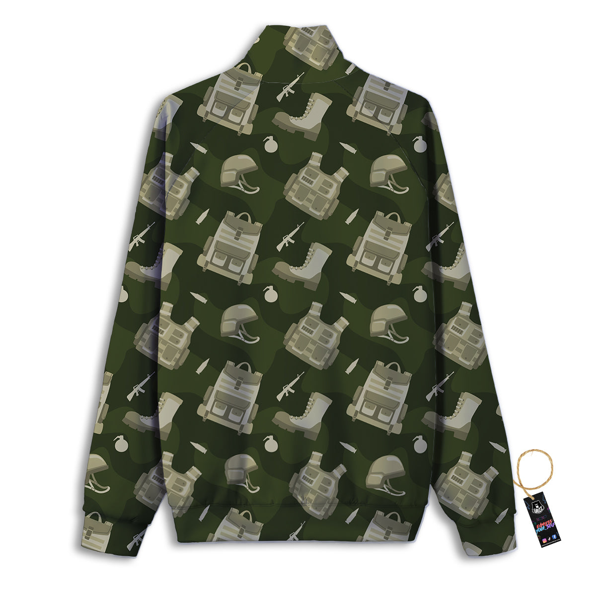 Military Helmet Backpack Print Pattern Track Jacket-grizzshop