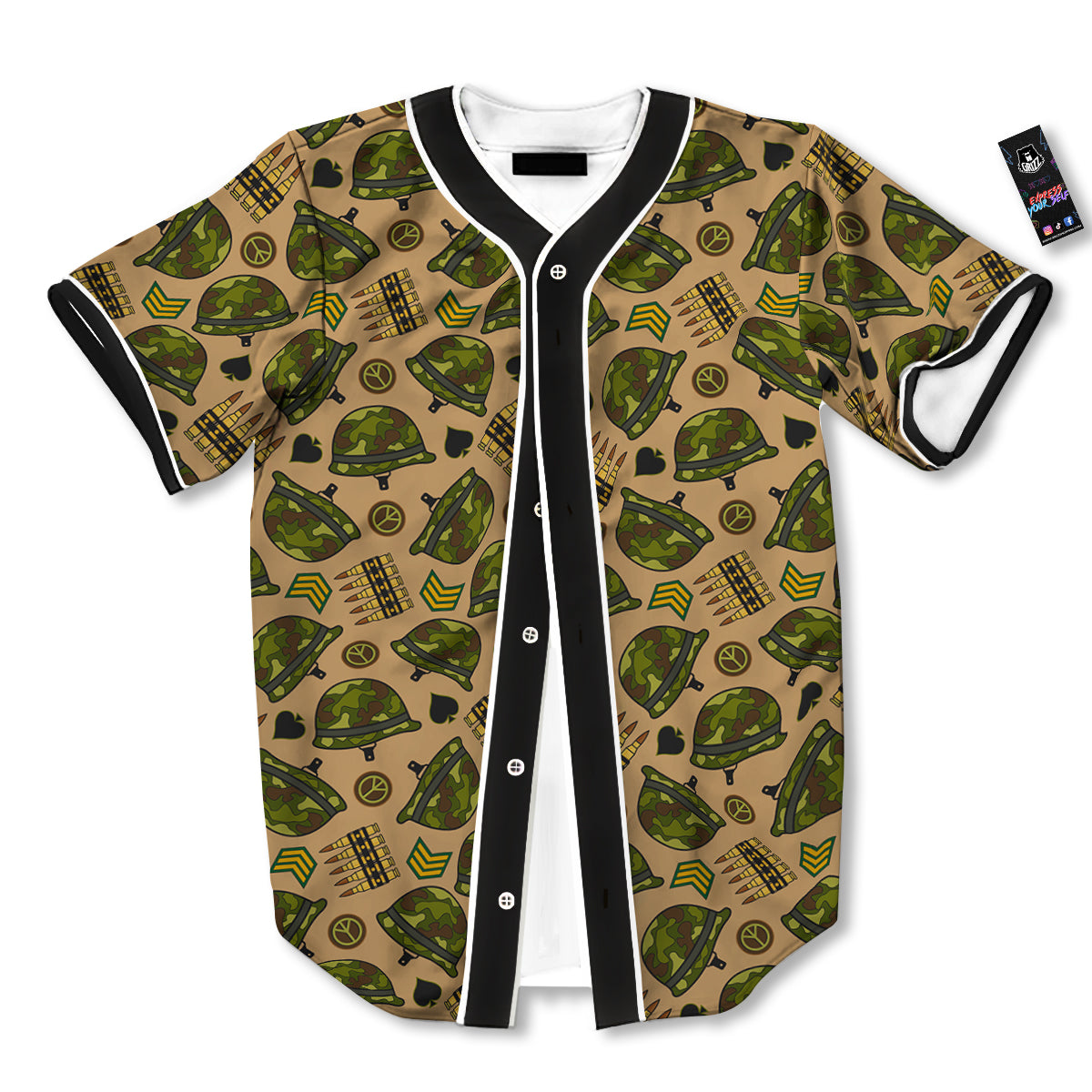 Military USA Print Pattern Baseball Jersey-grizzshop