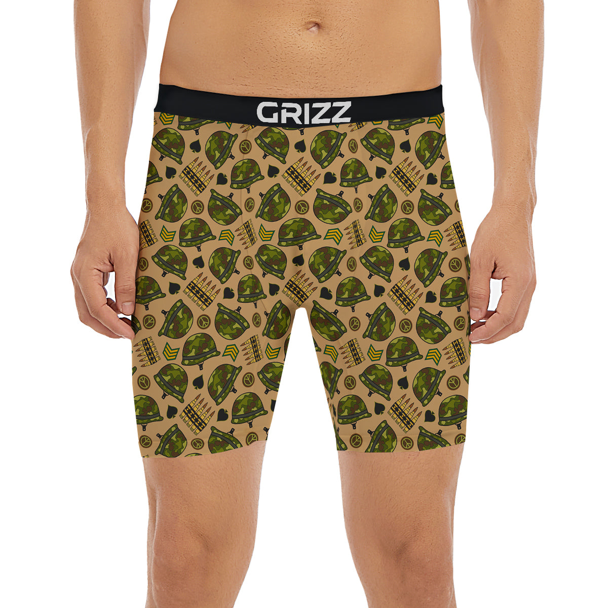 Military USA Print Pattern Boxer Briefs-grizzshop