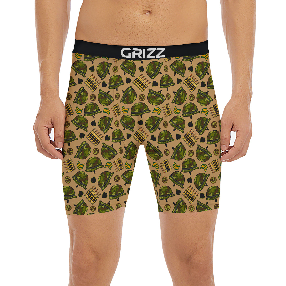 Military USA Print Pattern Boxer Briefs-grizzshop