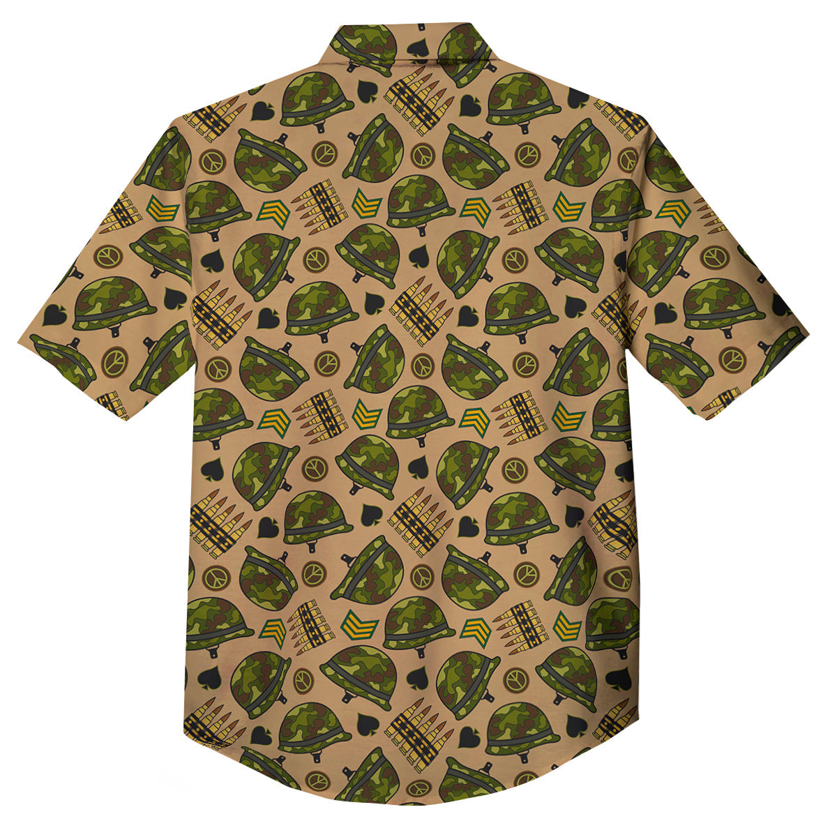 Military USA Print Pattern Button Up Shirt-grizzshop