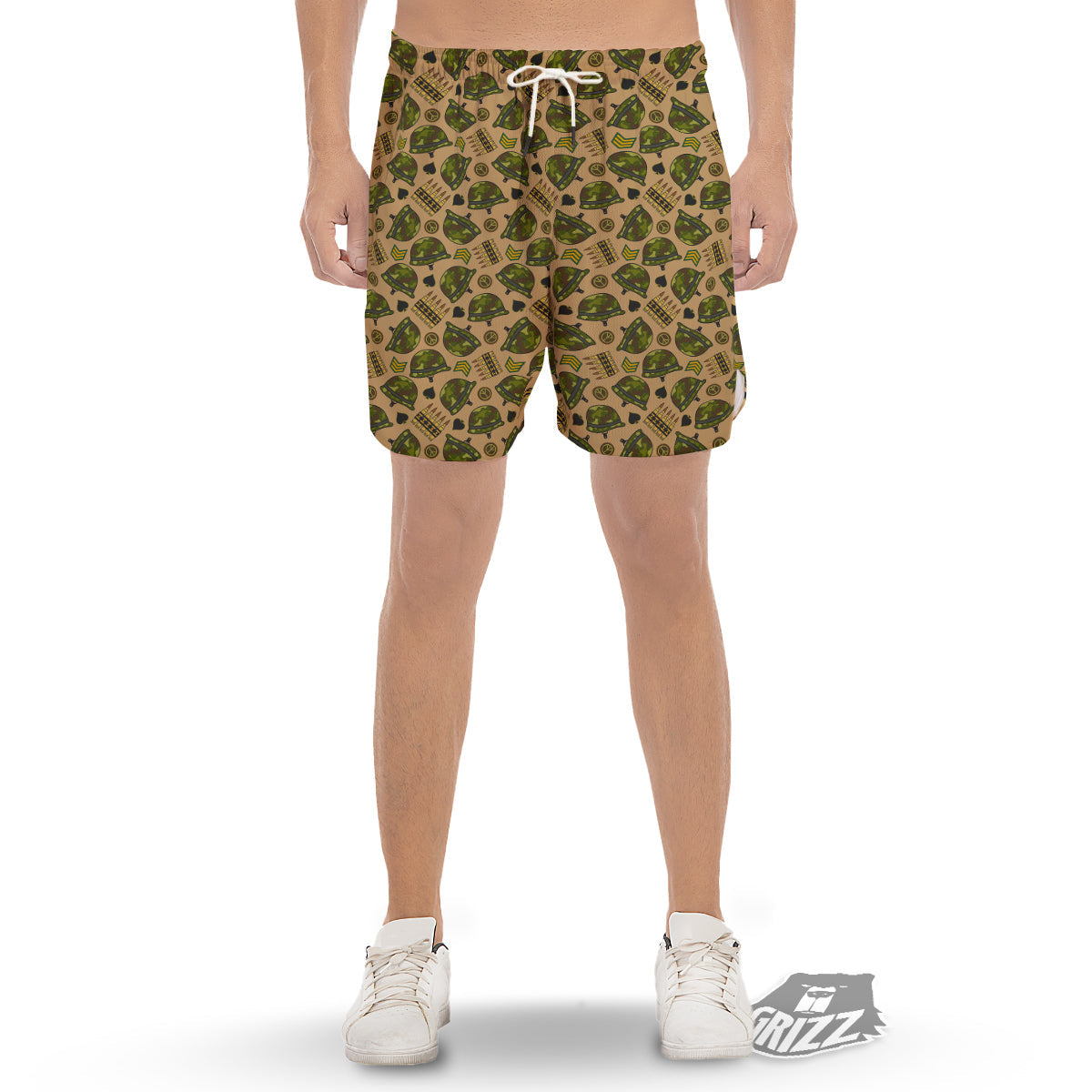 Military USA Print Pattern Men's Gym Shorts-grizzshop