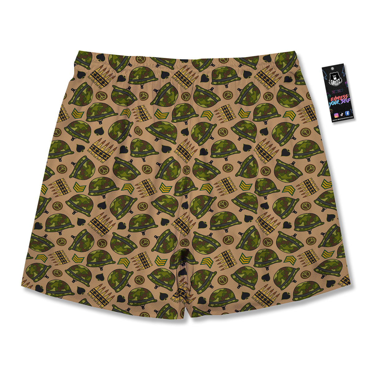 Military USA Print Pattern Men's Running Shorts-grizzshop