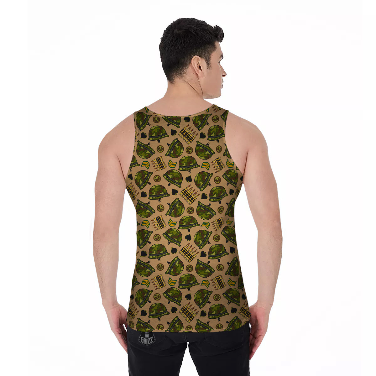 Military USA Print Pattern Men's Tank Top-grizzshop