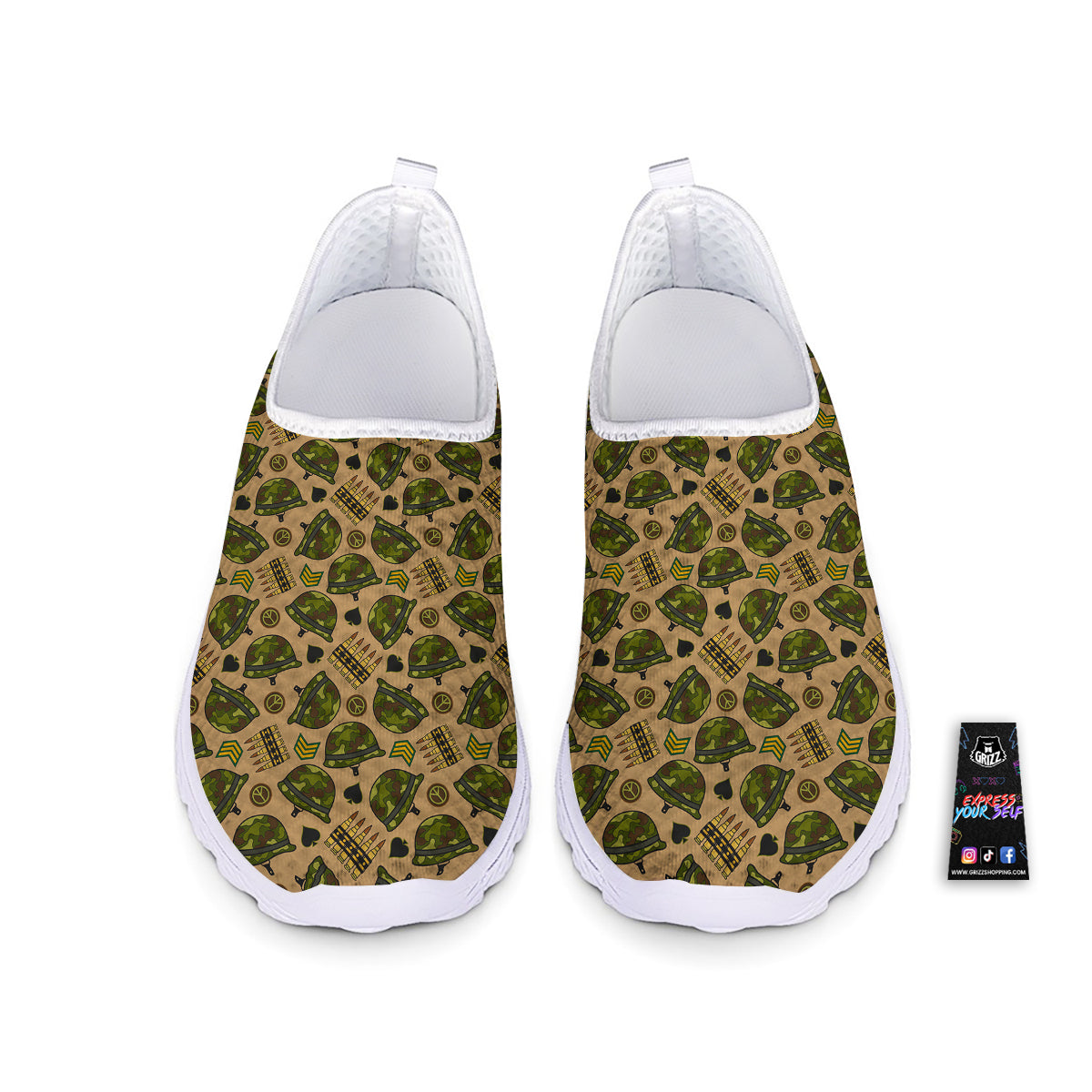 Military USA Print Pattern Nurse Shoes-grizzshop