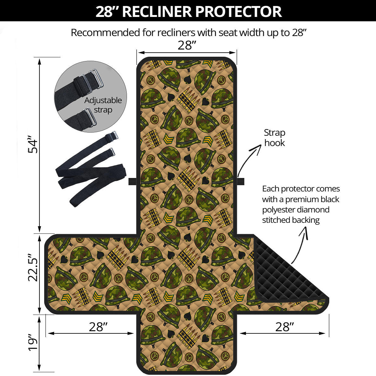 Military USA Print Pattern Recliner Protector-grizzshop