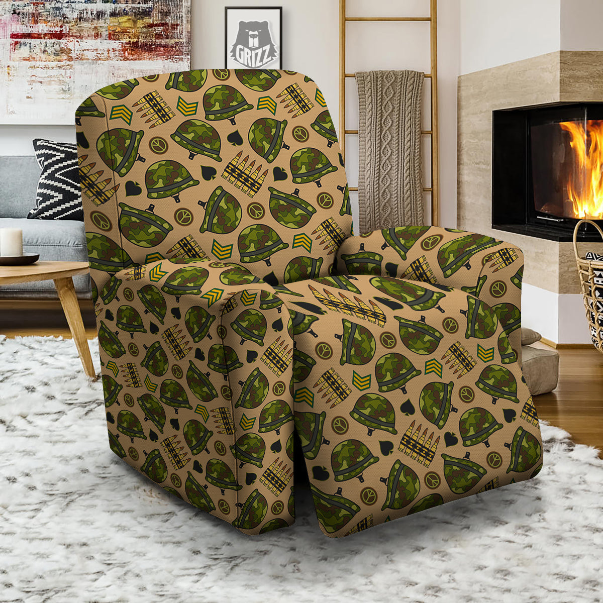 Military USA Print Pattern Recliner Slipcover-grizzshop