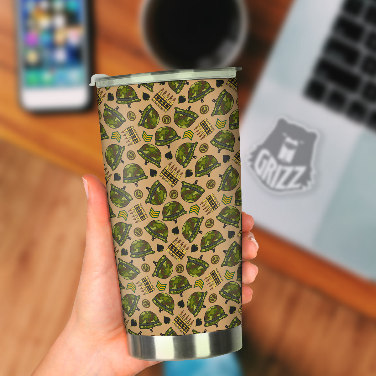 Military USA Print Pattern Tumbler-grizzshop