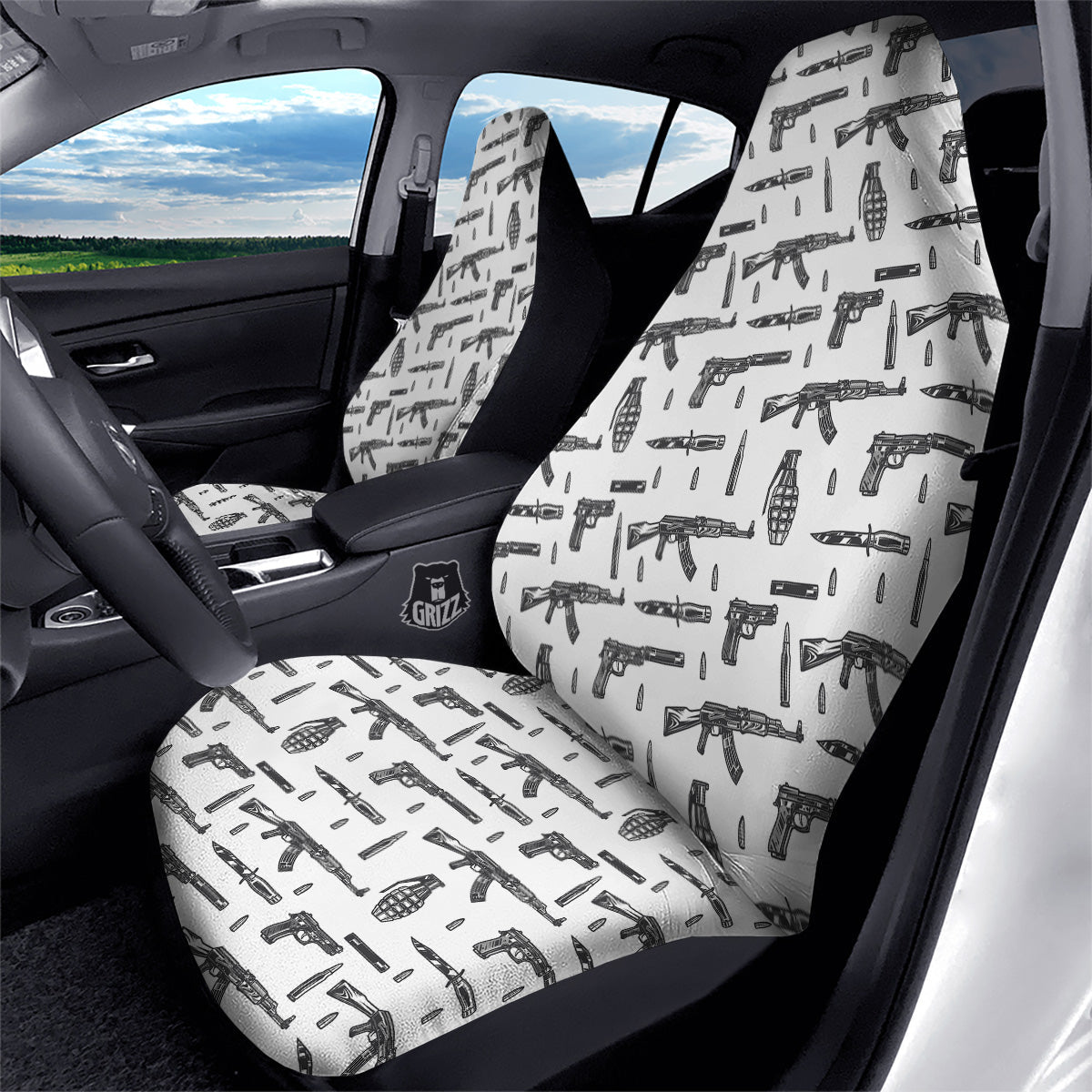 Military Weapon Vintage Print Pattern Car Seat Covers-grizzshop