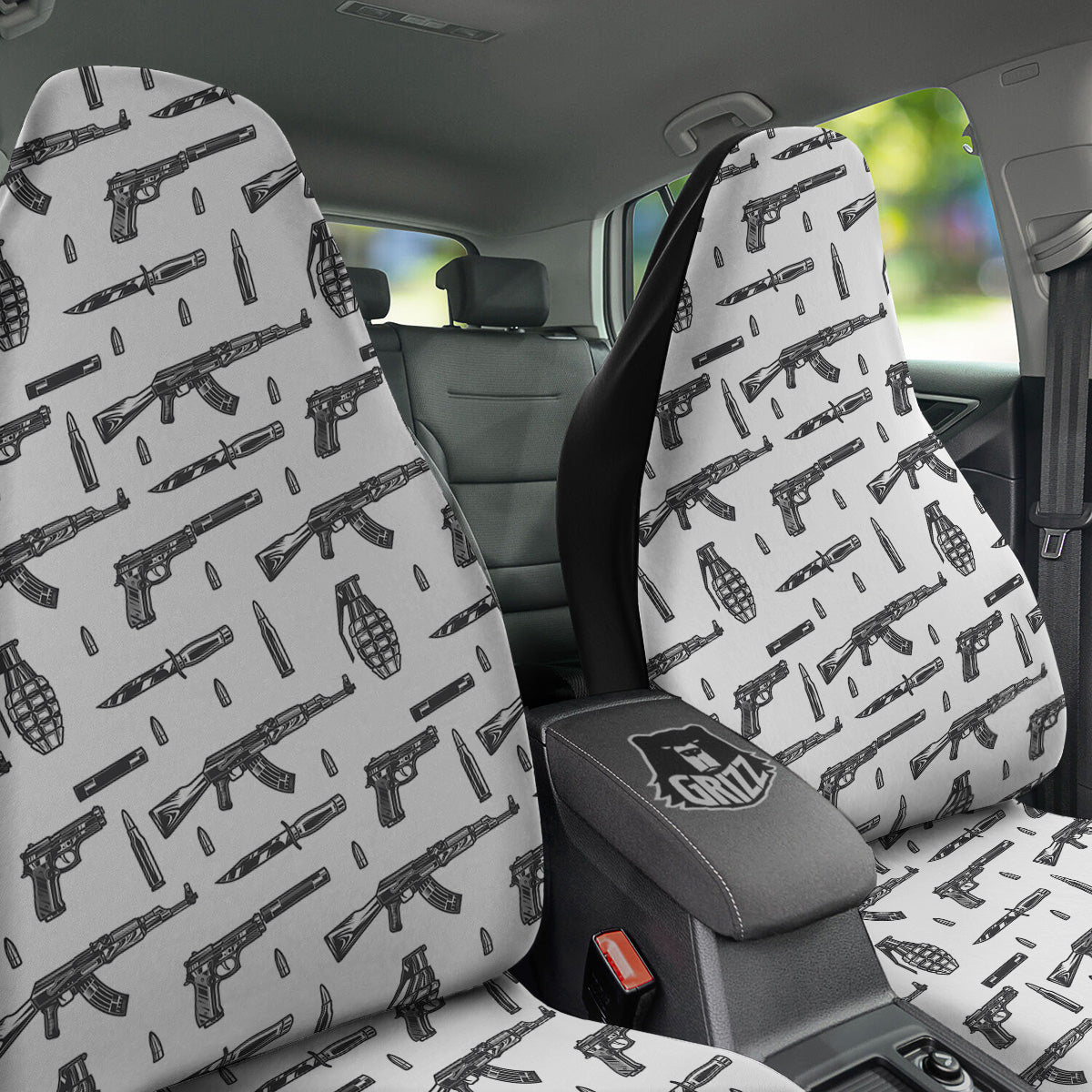 Military Weapon Vintage Print Pattern Car Seat Covers-grizzshop