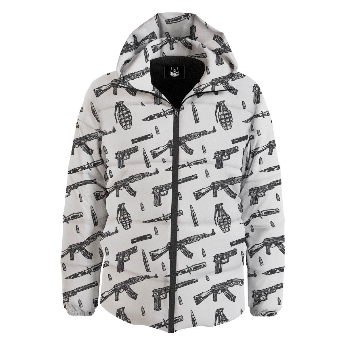 Military Weapon Vintage Print Pattern Down Jacket-grizzshop
