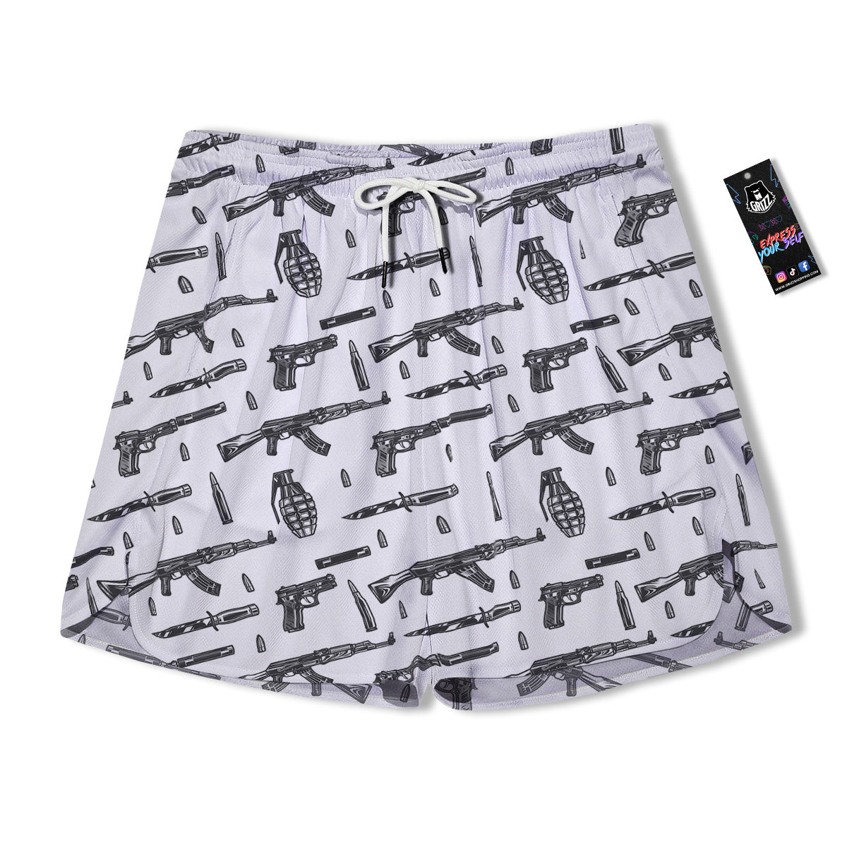 Military Weapon Vintage Print Pattern Men's Running Shorts-grizzshop