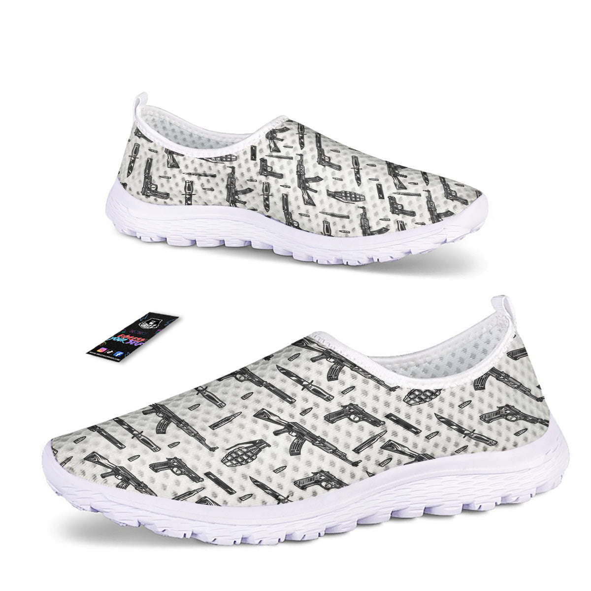 Military Weapon Vintage Print Pattern Nurse Shoes-grizzshop