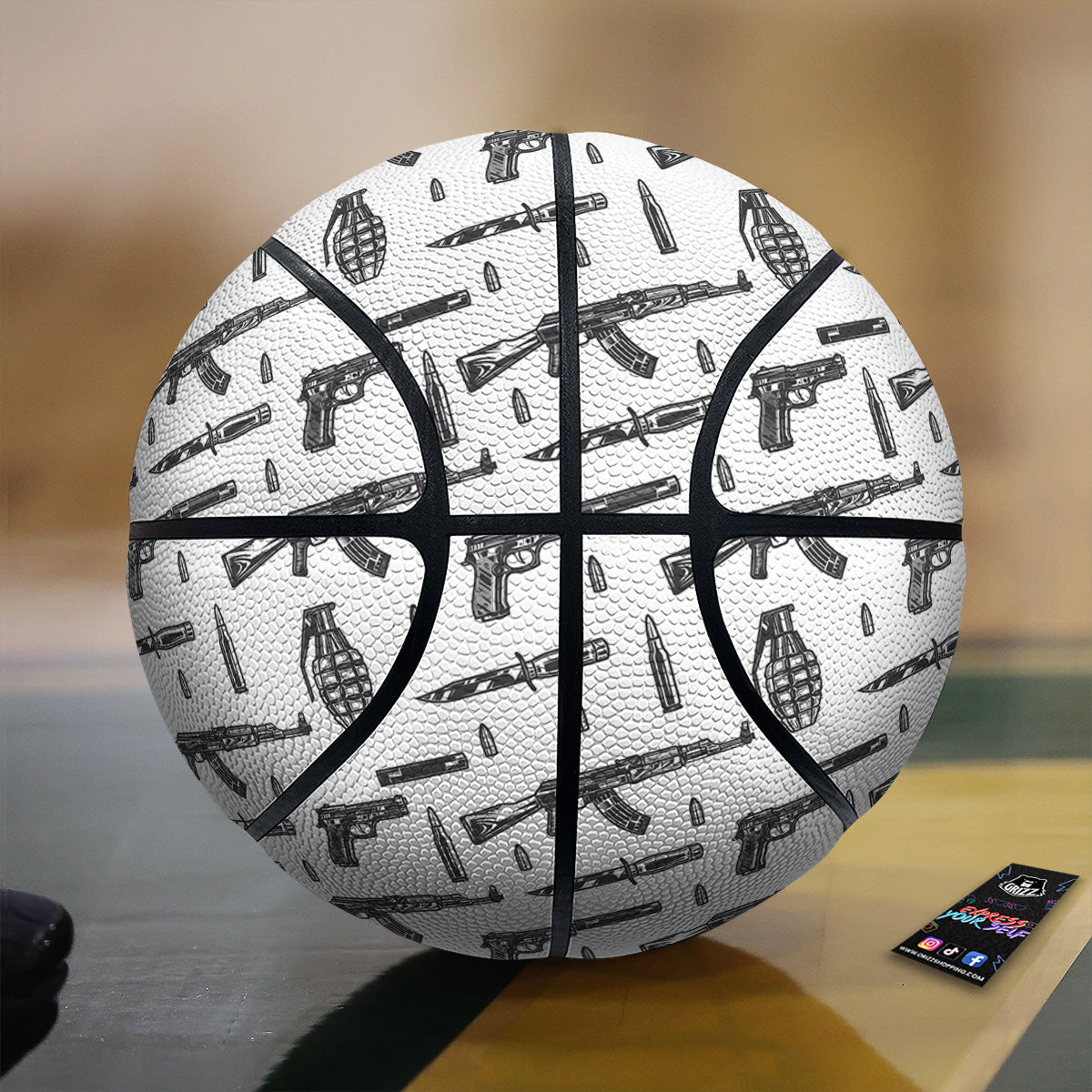 Military Weapon Vintage Print Pattern Basketball