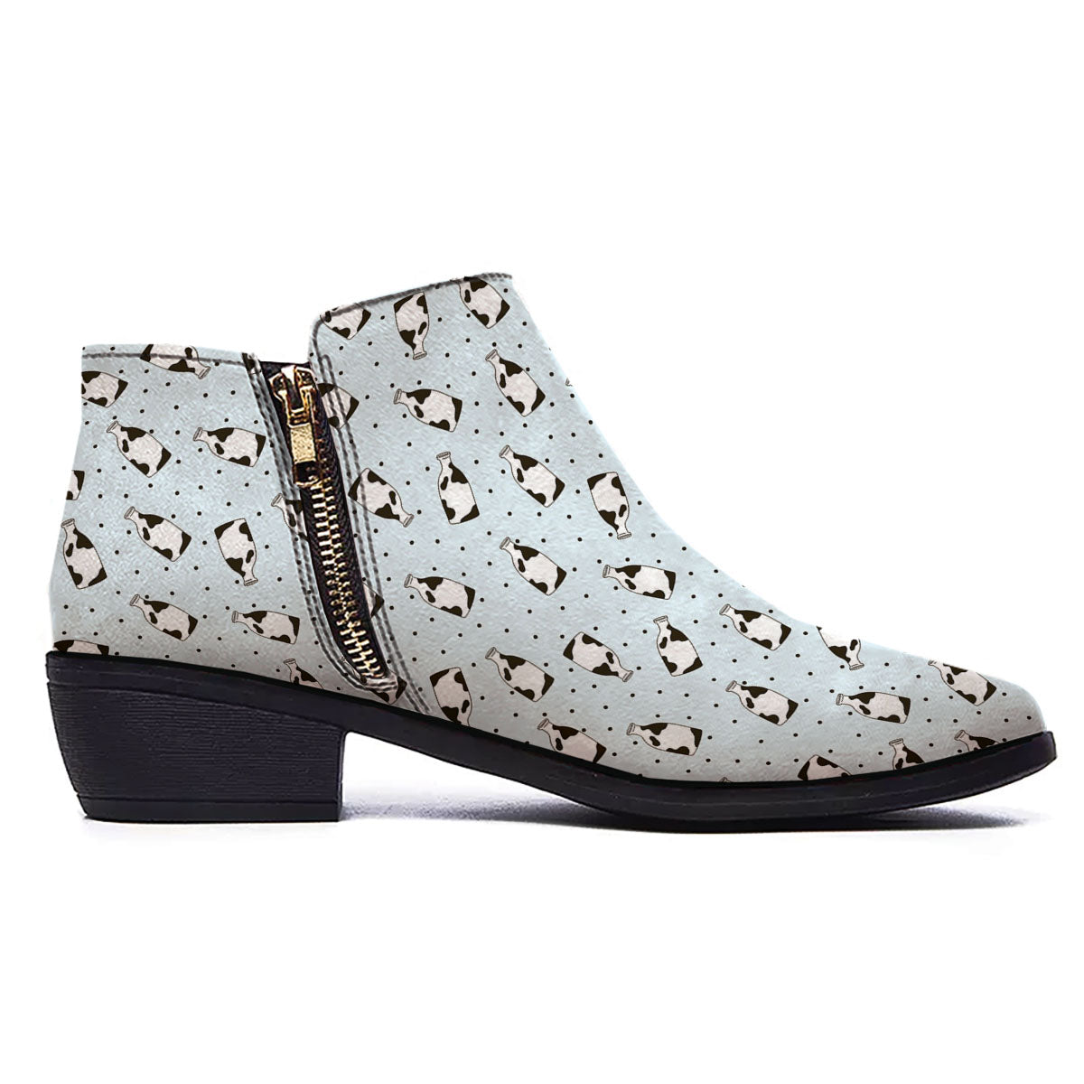 Milk Bottle Cow Print Pattern Ankle Boots-grizzshop