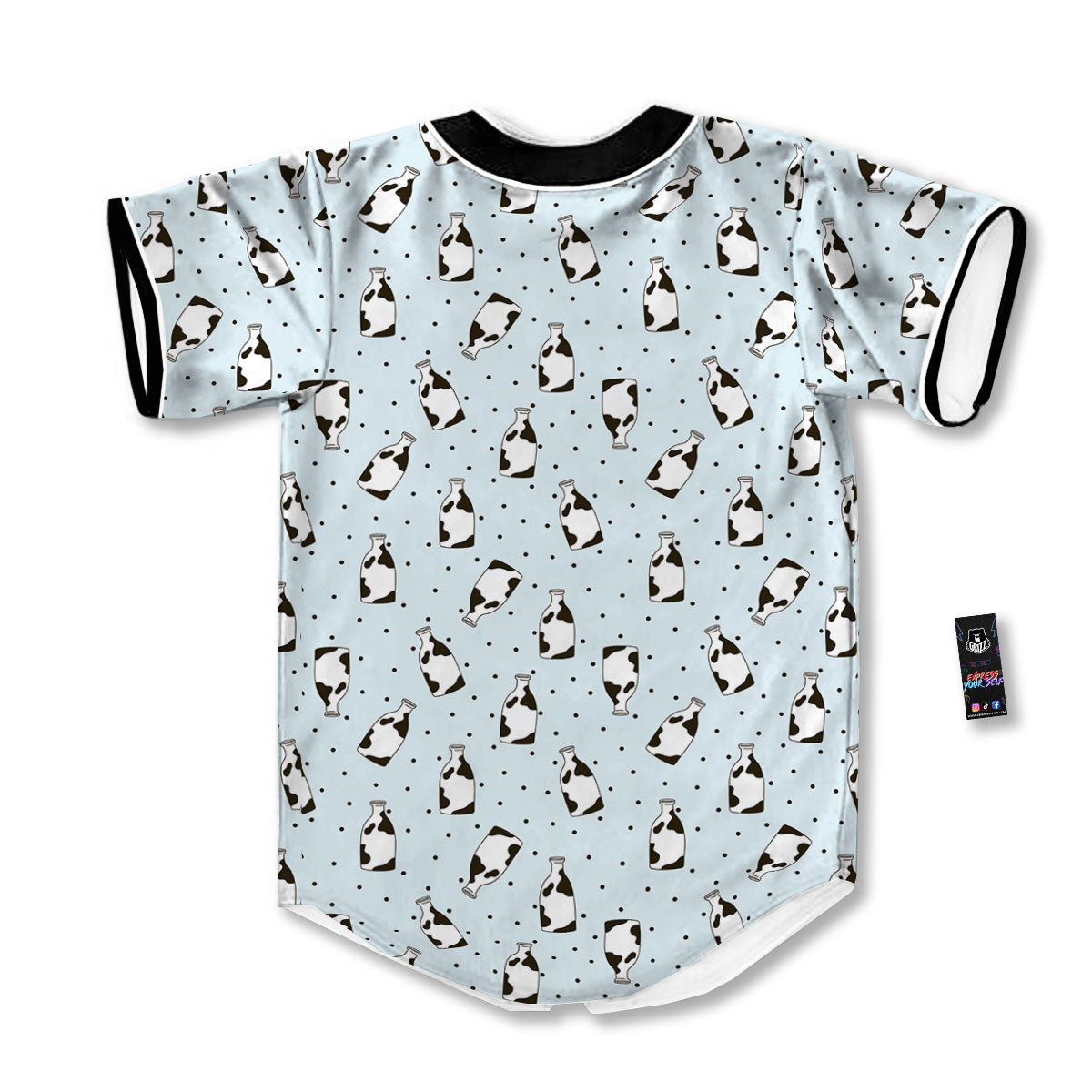 Milk Bottle Cow Print Pattern Baseball Jersey-grizzshop