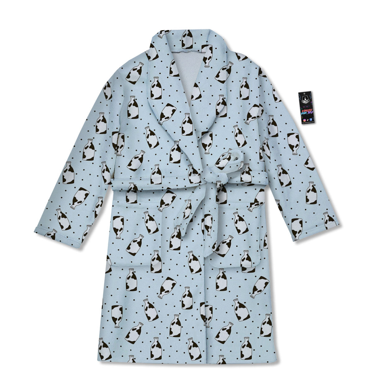 Milk Bottle Cow Print Pattern Bathrobe-grizzshop