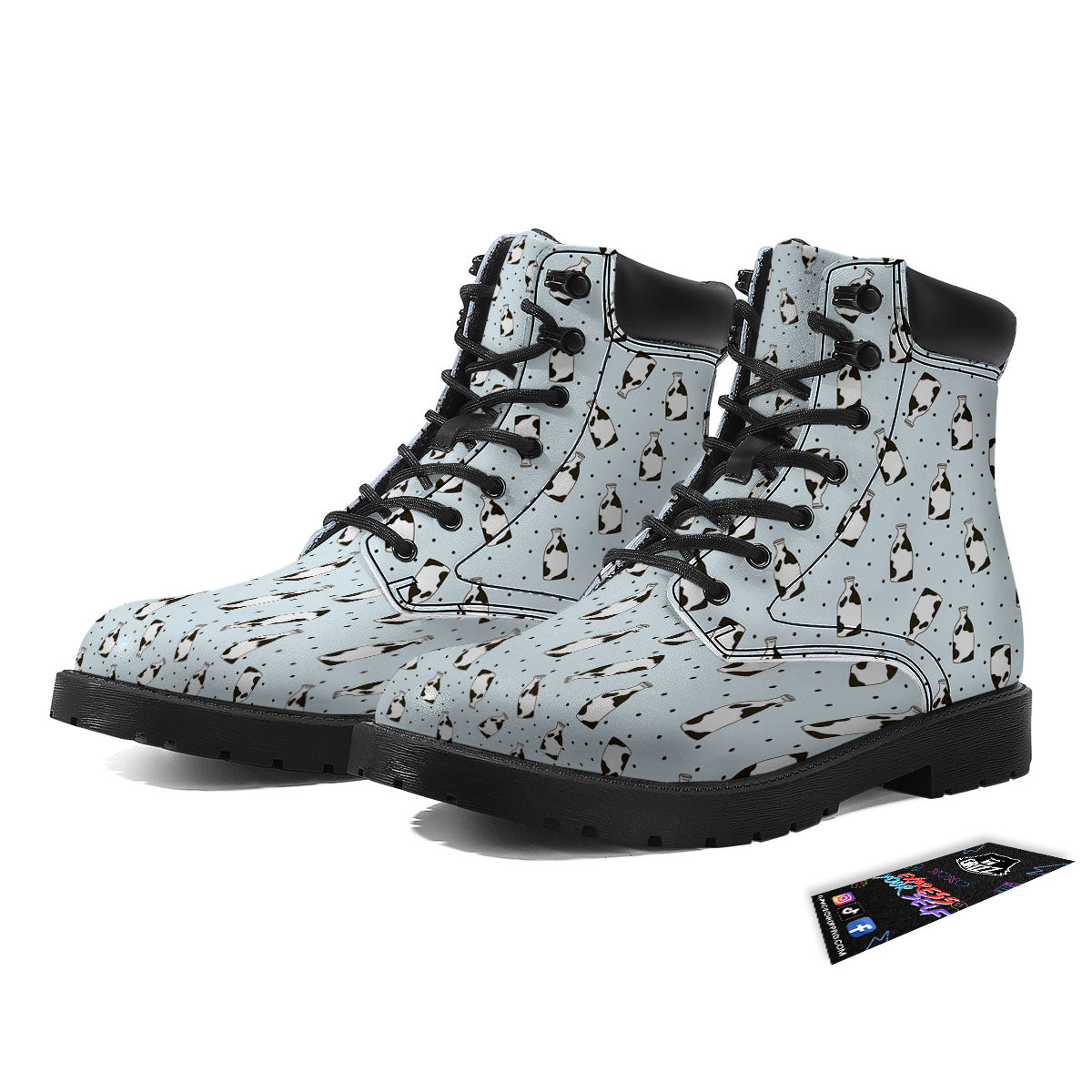 Milk Bottle Cow Print Pattern Boots-grizzshop