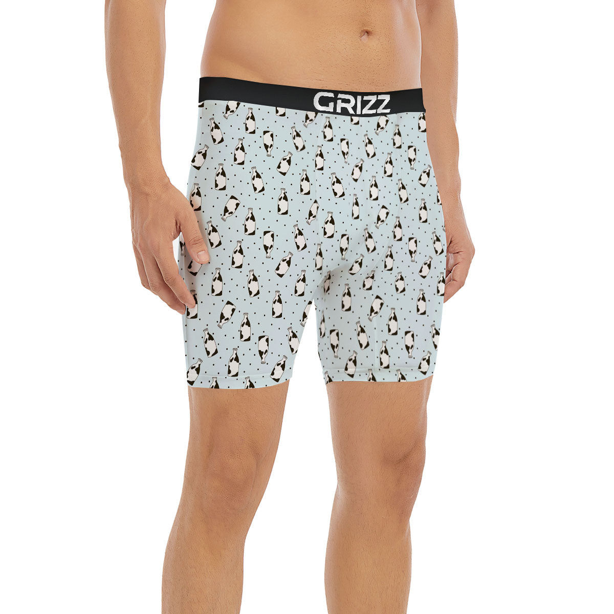 Milk Bottle Cow Print Pattern Boxer Briefs-grizzshop
