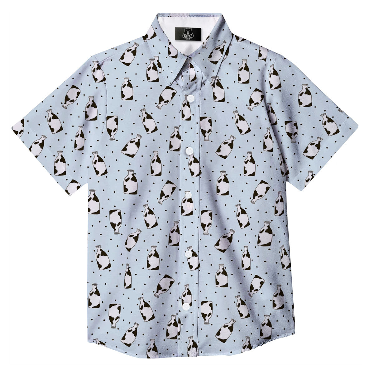 Milk Bottle Cow Print Pattern Button Up Shirt-grizzshop
